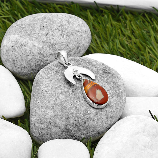 Crescent Moon Natural Noreena Jasper Pendant P-1133 SDP114903
