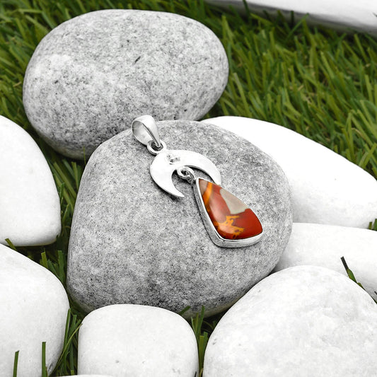 Crescent Moon Natural Noreena Jasper Pendant P-1133 SDP114905