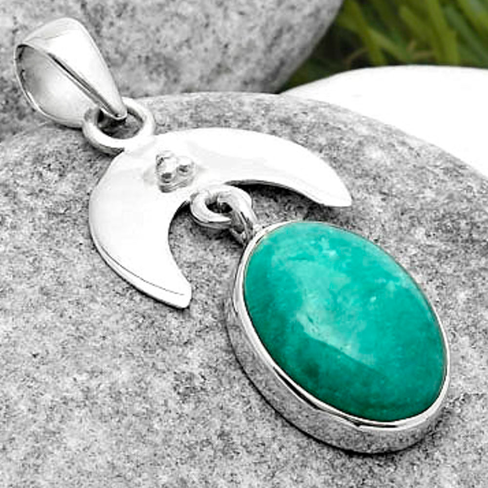 Crescent Moon - Paraiba Amazonite Pendant P-1133 SDP114916