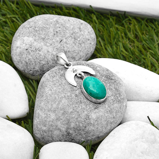 Crescent Moon - Paraiba Amazonite Pendant P-1133 SDP114916
