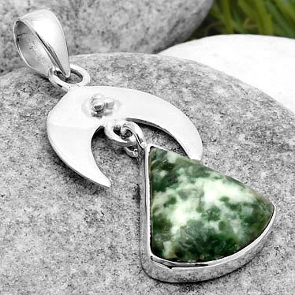Crescent Moon - Natural Dioptase Pendant P-1133 SDP114921