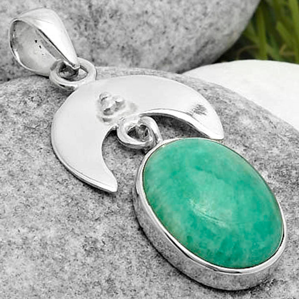 Crescent Moon - Paraiba Amazonite Pendant P-1133 SDP114922