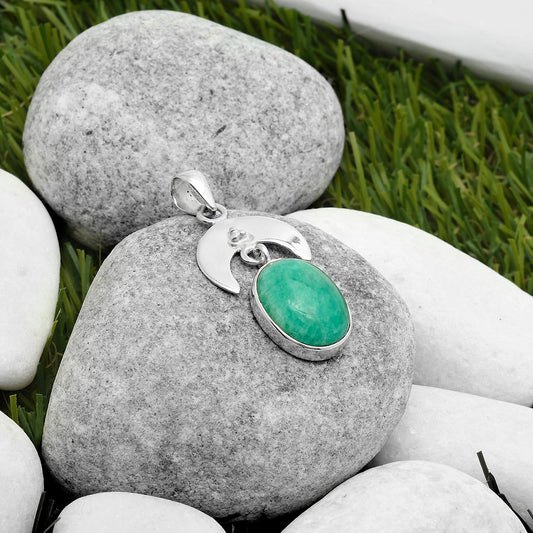 Crescent Moon - Paraiba Amazonite Pendant P-1133 SDP114922