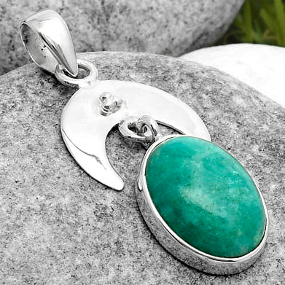 Crescent Moon - Paraiba Amazonite Pendant P-1133 SDP114930