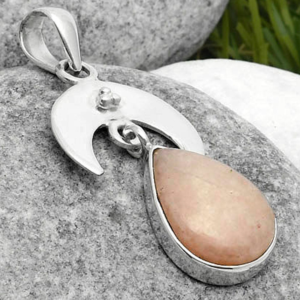 Crescent Moon Natural Pink Scolecite Pendant P-1133 SDP114937