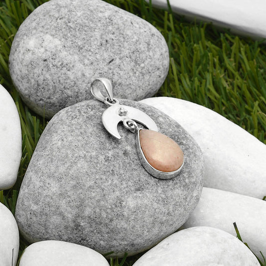 Crescent Moon Natural Pink Scolecite Pendant P-1133 SDP114937