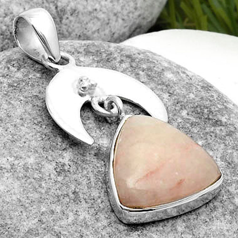Crescent Moon Natural Pink Scolecite Pendant P-1133 SDP114940