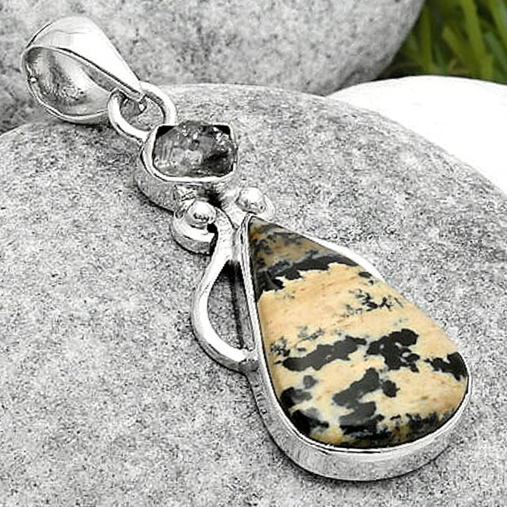 Russian Honey Dendrite Opal & Herkimer Diamond Pendant P-1571 SDP114948