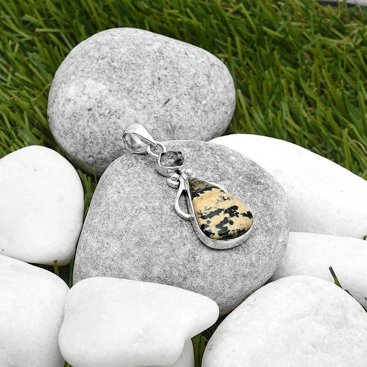 Russian Honey Dendrite Opal & Herkimer Diamond Pendant P-1571 SDP114948