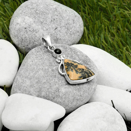 Russian Honey Dendrite Opal & Black Onyx Pendant P-1571 SDP114953