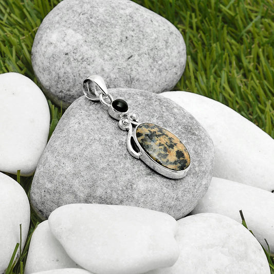 Russian Honey Dendrite Opal & Black Onyx Pendant P-1571 SDP114970