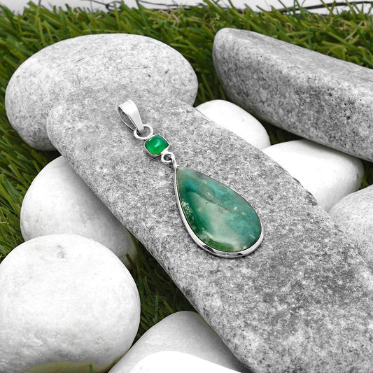 Dendritic Chrysoprase - Africa & Green Onyx Pendant P-1098 SDP114999