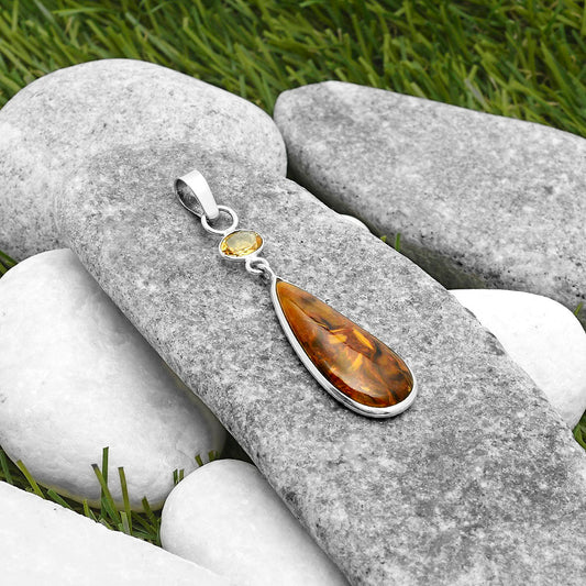 Natural Pietersite Namibia & Citrine Pendant P-1098 SDP115030