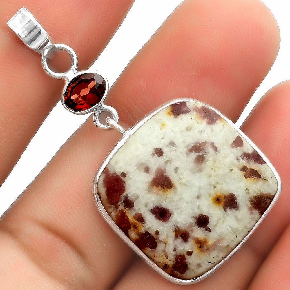 Pink Tourmaline in Quartz & Garnet Pendant P-1098 SDP115113