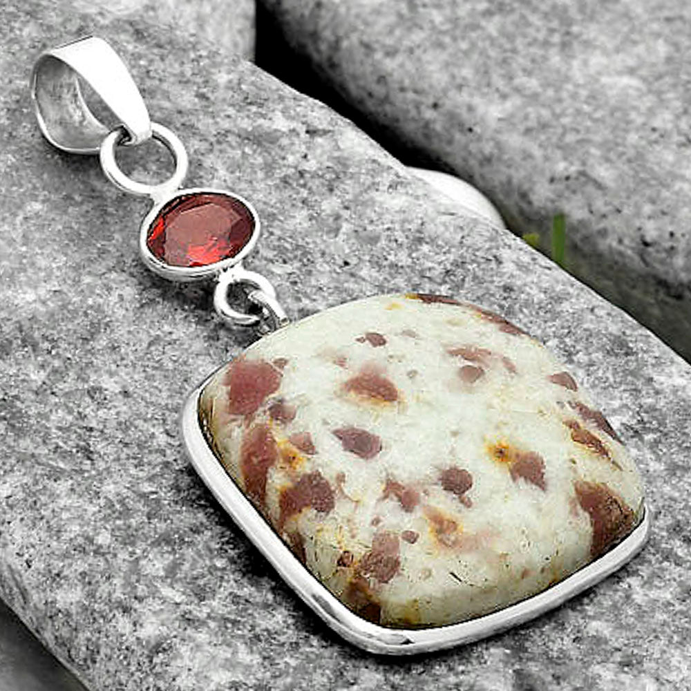 Pink Tourmaline in Quartz & Garnet Pendant P-1098 SDP115113