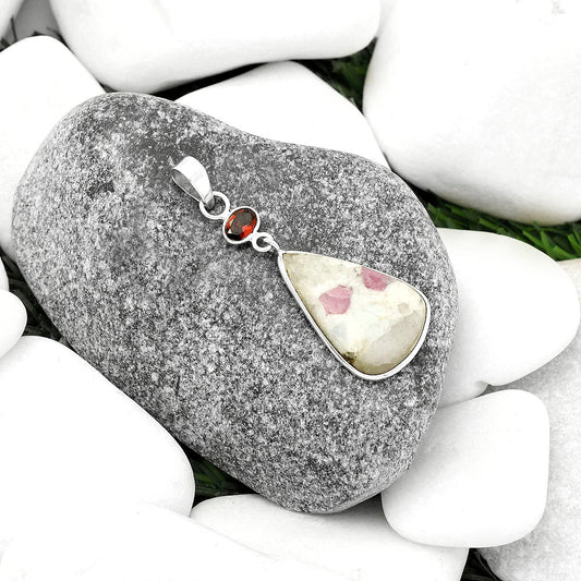 Pink Tourmaline in Quartz & Garnet Pendant P-1098 SDP115169