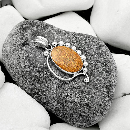 Natural Coquina Fossil Jasper - India Pendant P-1022 SDP115303