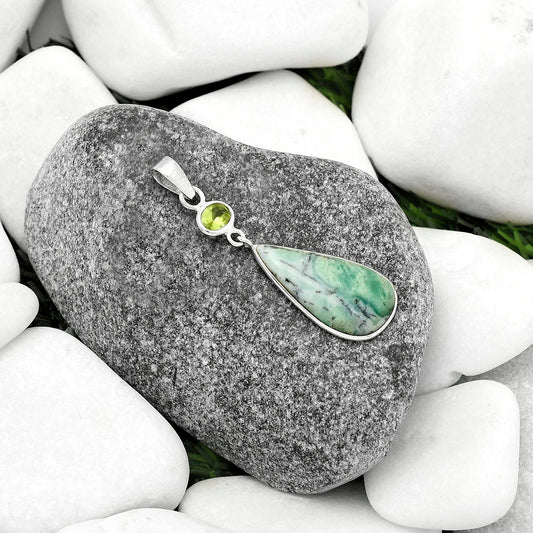Dendritic Chrysoprase - Africa & Peridot Pendant P-1098 SDP115311