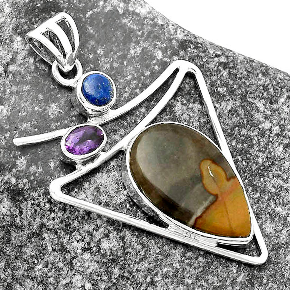 Polygram Jasper, Amethyst & Lapis Pendant P-1025 SDP115422