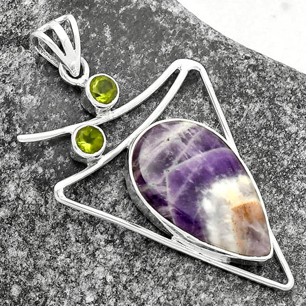 Natural Chevron Amethyst & Peridot Pendant P-1025 SDP115449