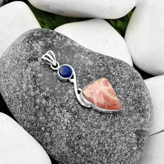 Natural Rhodochrosite Argentina & Lapis Pendant P-1026 SDP115495