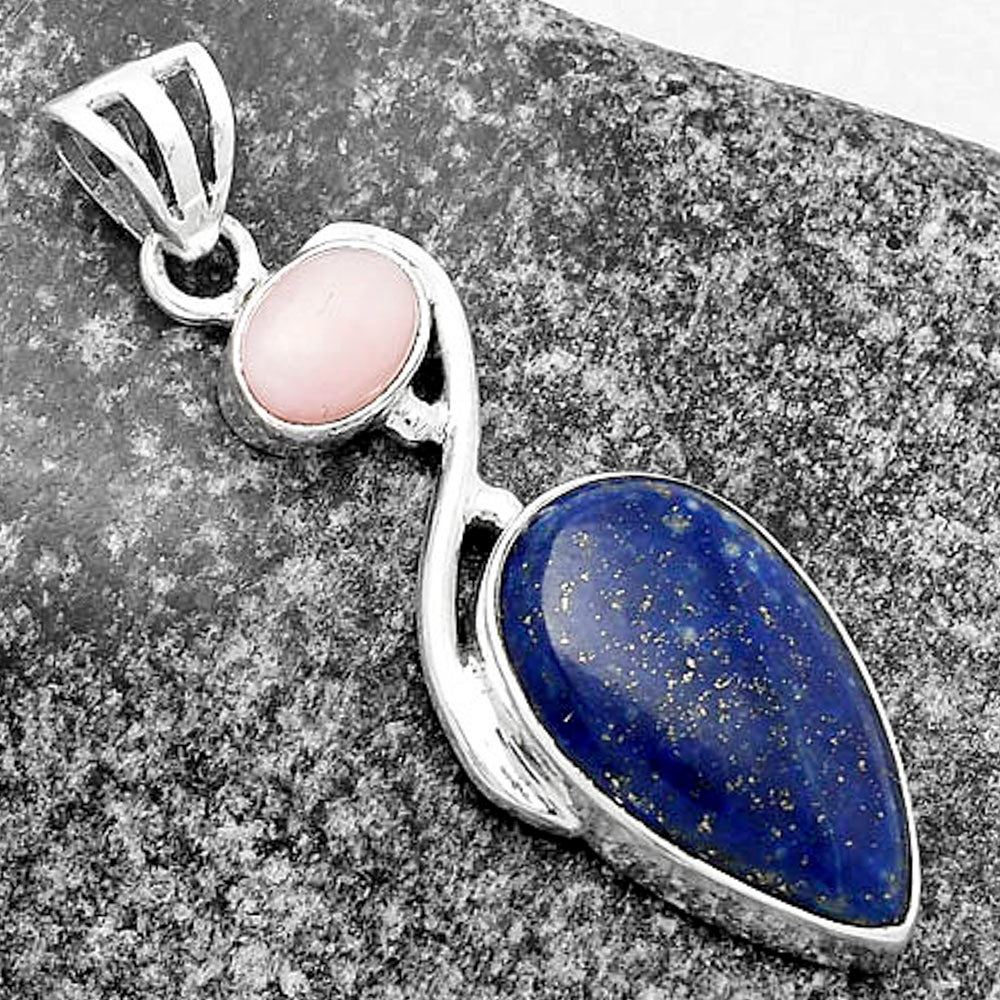 Natural Lapis Afghanistan & Pink Opal Pendant P-1026 SDP115506
