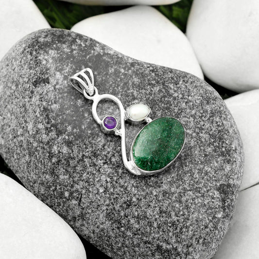 Green Aventurine, Pearl & Amethyst Pendant P-1027 SDP115536