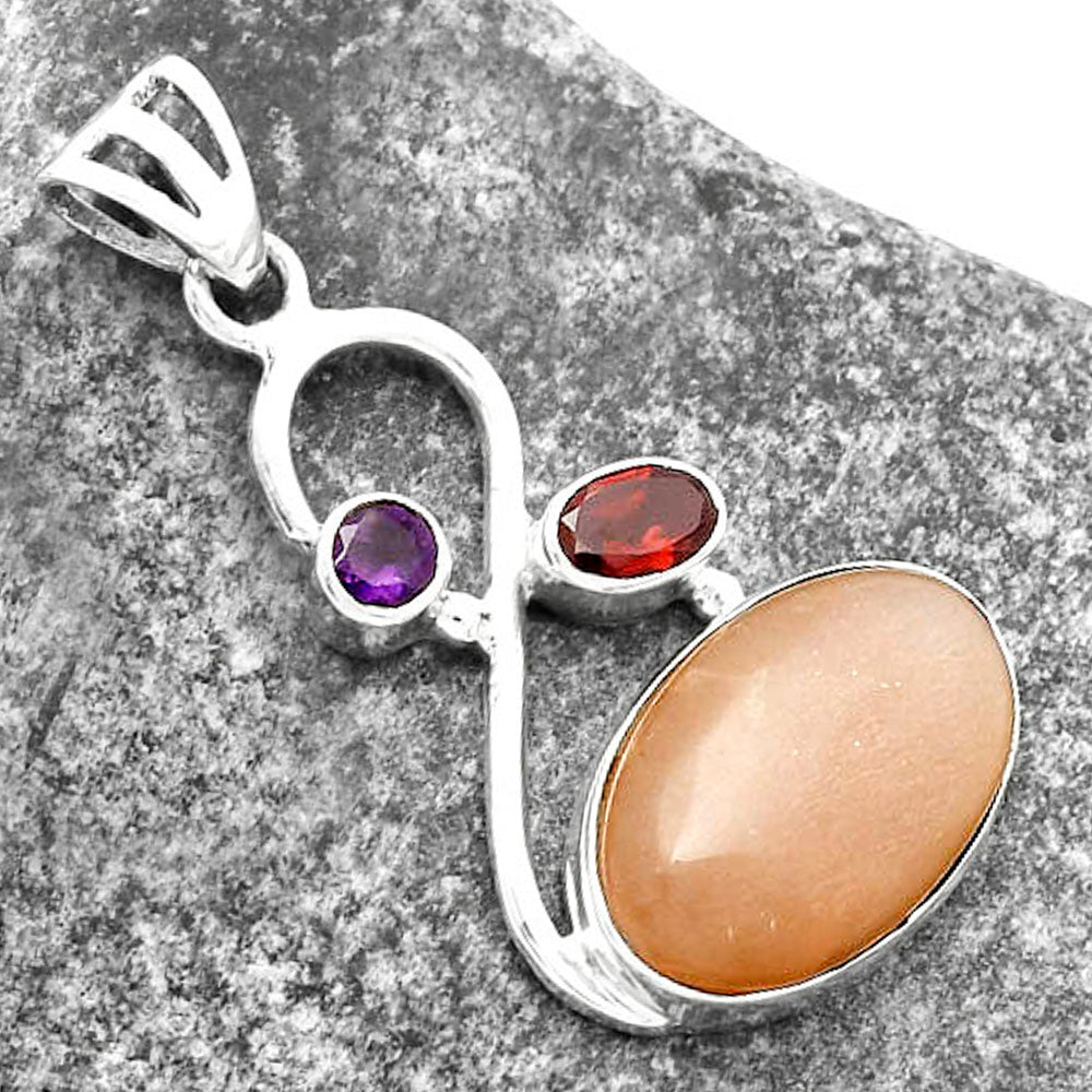 Sunstone - Namibia, Garnet & Amethyst Pendant P-1027 SDP115539