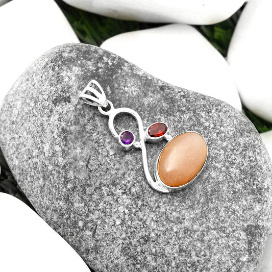 Sunstone - Namibia, Garnet & Amethyst Pendant P-1027 SDP115539