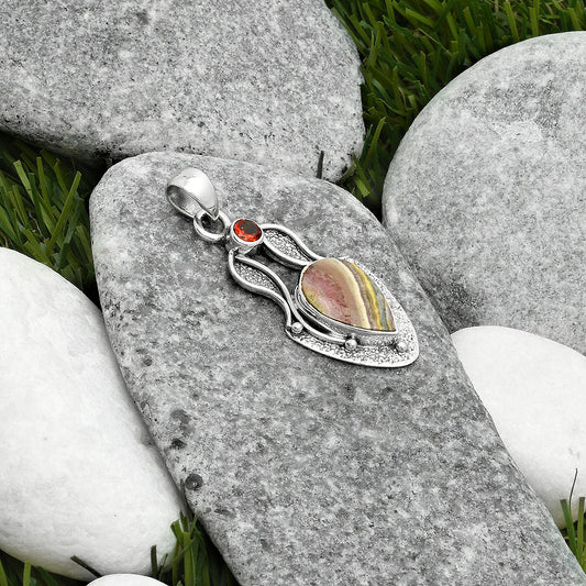 Rhodochrosite Argentina & Garnet Pendant P-1277 SDP115713