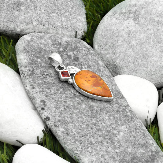 Natural Noreena Jasper & Garnet Pendant P-1652 SDP115714