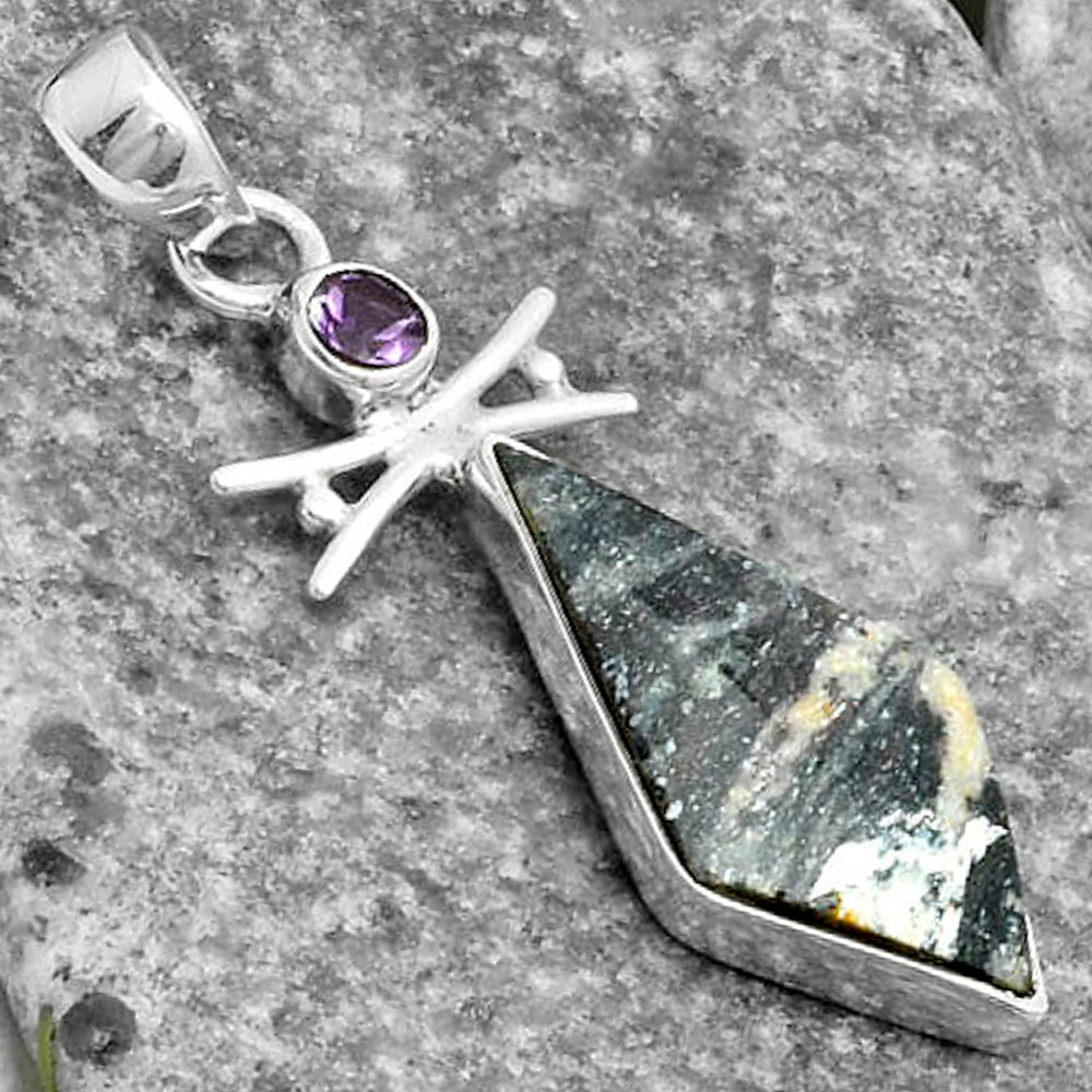Indian Blanket Jasper & Amethyst Pendant P-1243 SDP115728