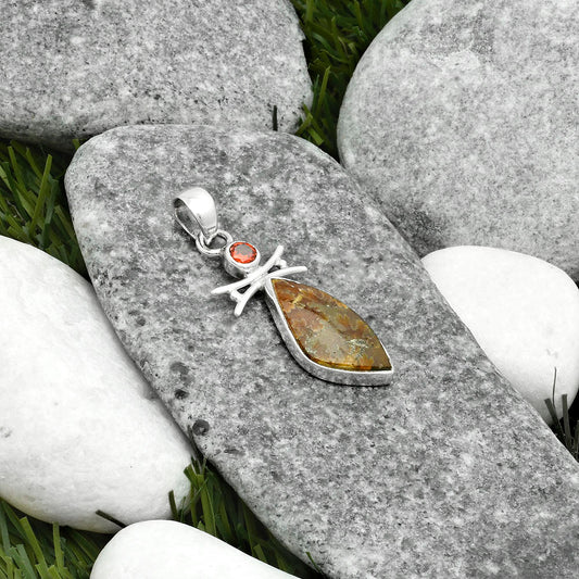 Sutured Ammonite Madagascar & Garnet Pendant P-1243 SDP115729