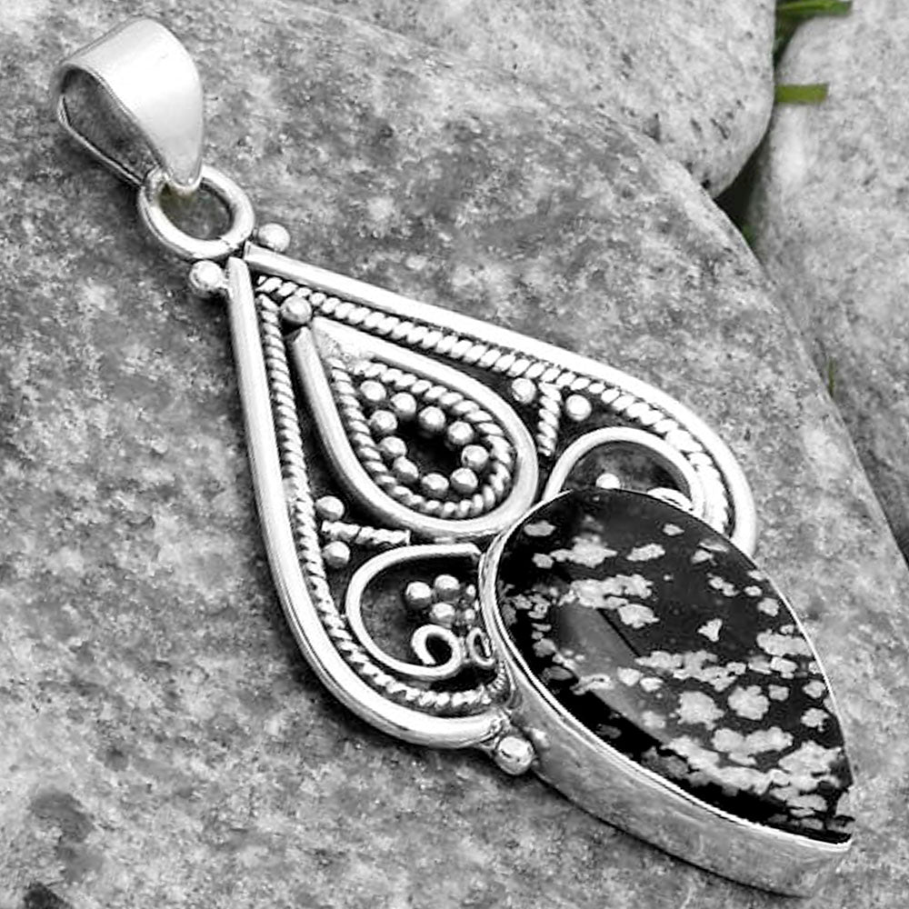 Natural Snow Flake Obsidian Pendant P-1541 SDP115794