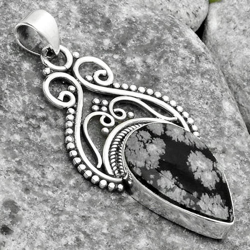 Natural Snow Flake Obsidian Pendant P-1541 SDP115808