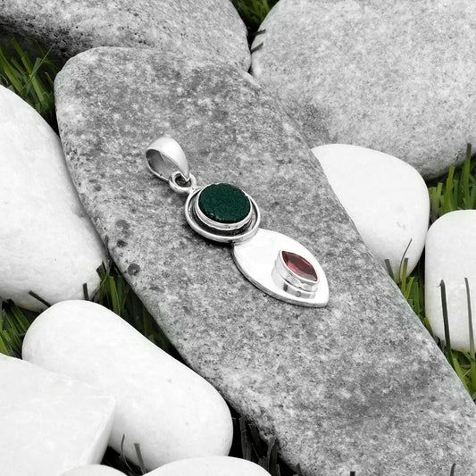Natural Tektite Rough Greek & Garnet Pendant P-1186 SDP115814