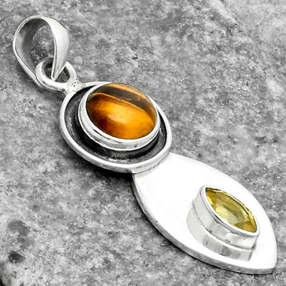 Natural Tiger Eye - Africa & Citrine Pendant P-1186 SDP115819