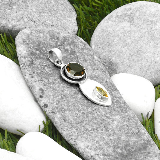 Natural Smoky Quartz Brazil & Citrine Pendant P-1186 SDP115828