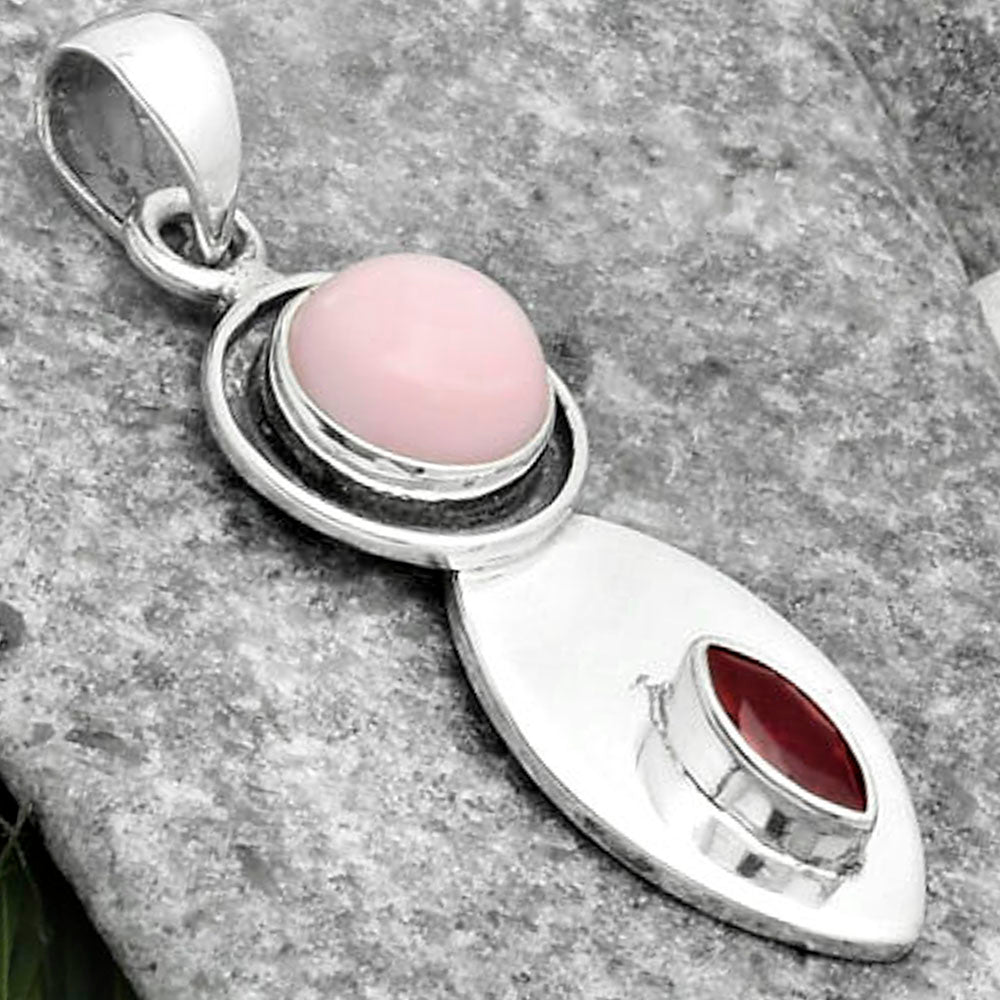 Natural Pink Opal Australia & Garnet Pendant P-1186 SDP115845