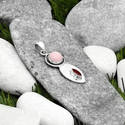 Natural Pink Opal Australia & Garnet Pendant P-1186 SDP115845