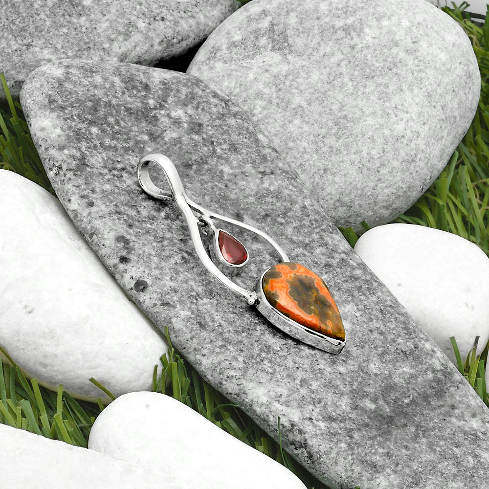 Rare Cady Mountain Agate & Garnet Pendant P-1648 SDP115868