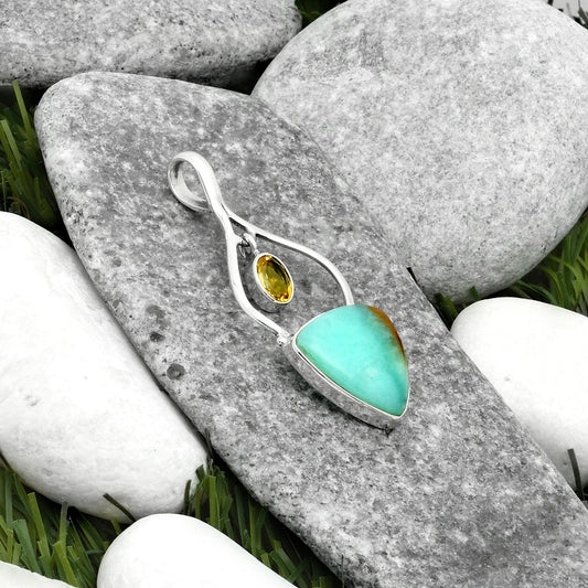 Natural Boulder Chrysoprase & Citrine Pendant P-1648 SDP115899