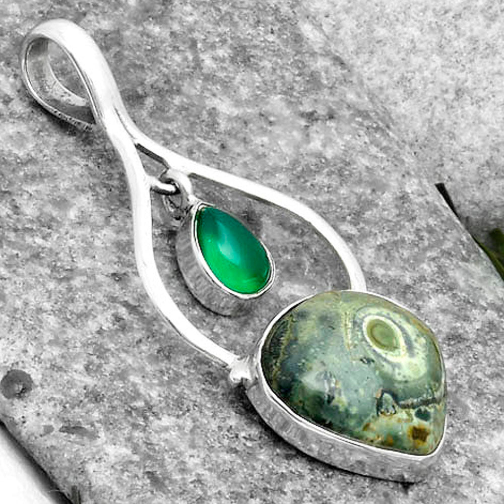 Natural Star Galaxy Jasper & Green Onyx Pendant P-1648 SDP115900