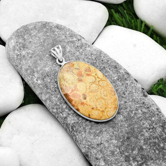 Natural Flower Fossil Coral Pendant P-1001 SDP116516
