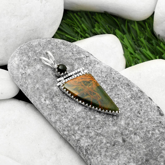 Turkish Rainforest Chrysocolla & Black Onyx Pendant P-1268 SDP116707