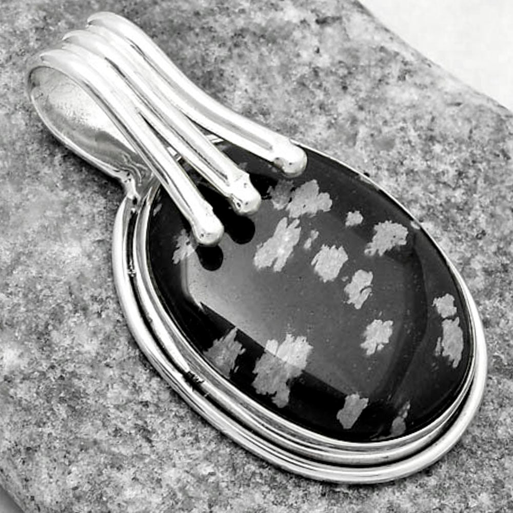 Natural Snow Flake Obsidian Pendant P-1664 SDP116776