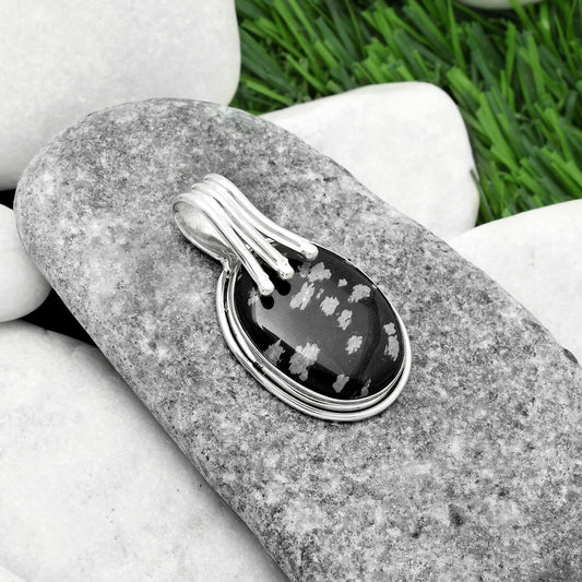 Natural Snow Flake Obsidian Pendant P-1664 SDP116776