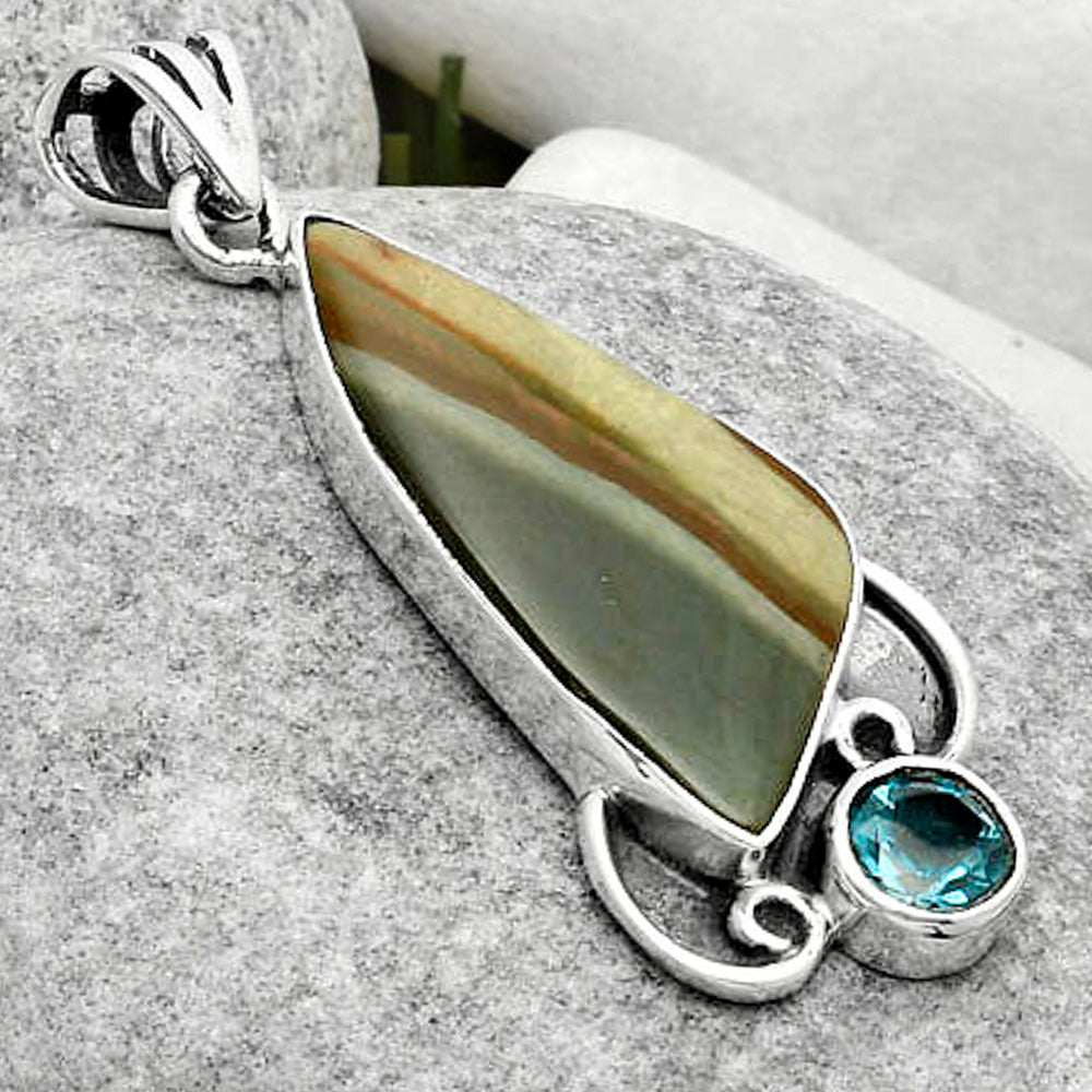 Polygram Jasper & London Blue Topaz Pendant P-1029 SDP116955
