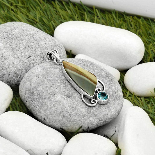 Polygram Jasper & London Blue Topaz Pendant P-1029 SDP116955