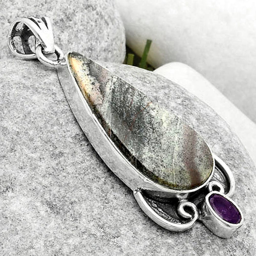 Indian Blanket Jasper & Amethyst Pendant P-1029 SDP116968